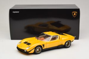 Lamborghini Miura SVR Sárga & Fekete Kyosho 1:18 08319GY Fém – 8. kép a 8-ből