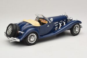 Mercedes 500K Roadster Kék Bburago 1:20 3070 Fém – 3. kép a 8-ből