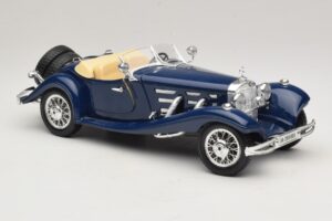 Mercedes 500K Roadster Kék Bburago 1:20 3070 Fém – 6. kép a 8-ből