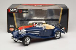 Mercedes 500K Roadster Kék Bburago 1:20 3070 Fém – 8. kép a 8-ből