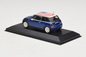 Mini Cooper S R53 Kék Amerikai Zászlóval Minichamps 1:43 MINI014 Fém – 3. kép a 5-ből
