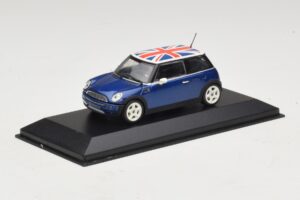 Mini Cooper S R53 Kék Brit Zászlóval Minichamps 1:43 MINI026 Fém – 2. kép a 4-ből