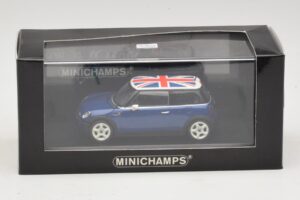 Mini Cooper S R53 Kék Brit Zászlóval Minichamps 1:43 MINI026 Fém – 4. kép a 4-ből