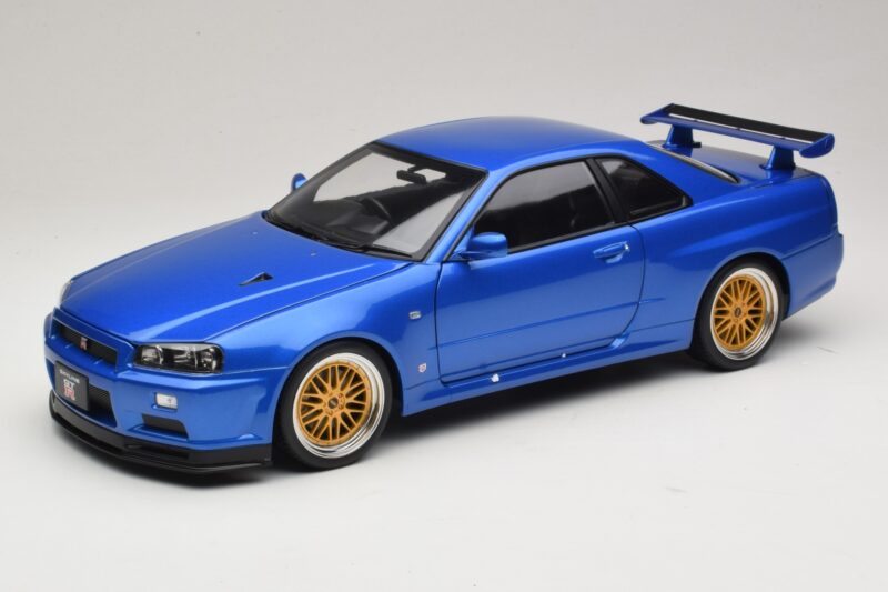 Nissan Skyline GT-R R34 V-Spec II Kék Metál BBS Felnik KK-Scale 1:12 KKDC120211-2 Fém