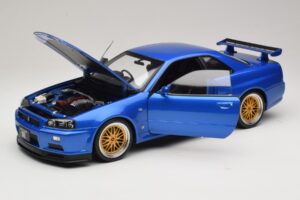 Nissan Skyline GT-R R34 V-Spec II Kék Metál BBS Felnik KK-Scale 1:12 KKDC120211-2 Fém – 2. kép a 8-ből