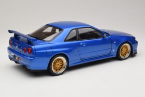 Nissan Skyline GT-R R34 V-Spec II Kék Metál BBS Felnik KK-Scale 1:12 KKDC120211-2 Fém – 3. kép a 8-ből