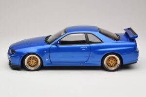 Nissan Skyline GT-R R34 V-Spec II Kék Metál BBS Felnik KK-Scale 1:12 KKDC120211-2 Fém – 4. kép a 8-ből