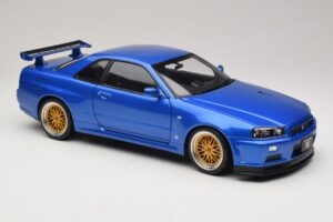 Nissan Skyline GT-R R34 V-Spec II Kék Metál BBS Felnik KK-Scale 1:12 KKDC120211-2 Fém – 6. kép a 8-ből