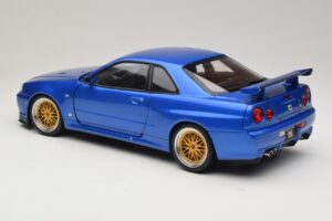 Nissan Skyline GT-R R34 V-Spec II Kék Metál BBS Felnik KK-Scale 1:12 KKDC120211-2 Fém – 7. kép a 8-ből