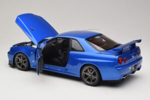 Nissan Skyline GT-R R34 V-Spec II Kék Metál OEM Felnik KK-Scale 1:12 KKDC120211-1 Fém – 5. kép a 8-ből