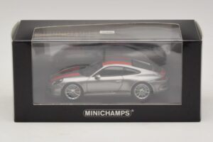 Porsche 911 991.1 R Ezüst Narancssárga Csíkokkal Minichamps 1:43 410066222 Fém – 5. kép a 5-ből