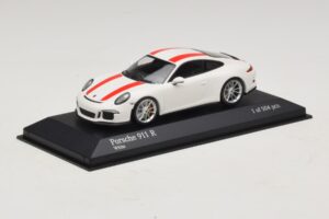 Porsche 911 991.1 R Fehér Piros Csíkokkal Minichamps 1:43 410066220 Fém – 3. kép a 6-ből