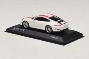 Porsche 911 991.1 R Fehér Piros Csíkokkal Minichamps 1:43 410066220 Fém – 4. kép a 6-ből